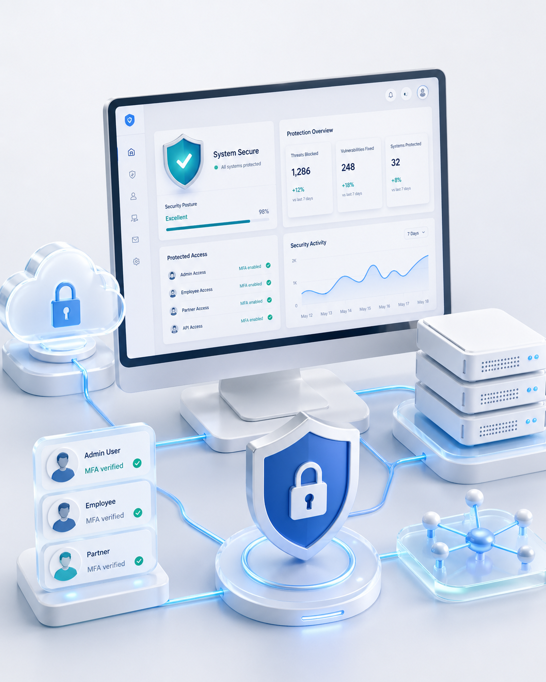 Cybersecurity visual for modern business systems